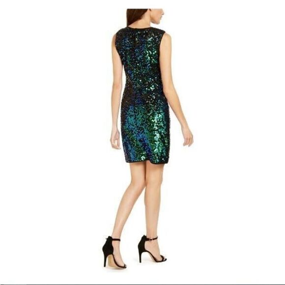 SHO by Tadashi Shoji Sz XS Shamrock Sequin Above The Knee Body-Con Dress - Picture 2 of 16